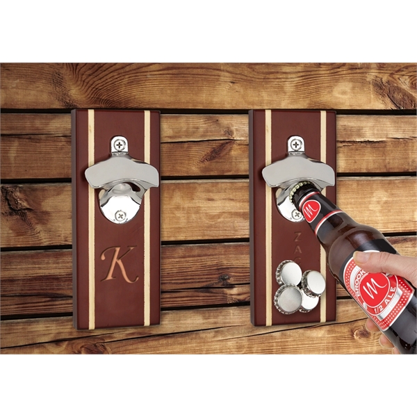 Wall Mount Magnetic Bottle Opener with Walnut Finish... from ASI 73010 Natico Originals Inc