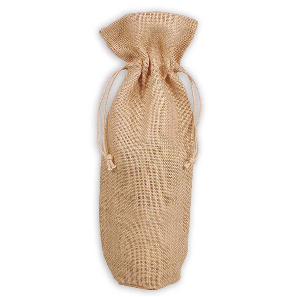 Jute/burlap wine tote with soft natural poly drawcord closure and flat... from ASI 41630 Brave USA / Brave USA