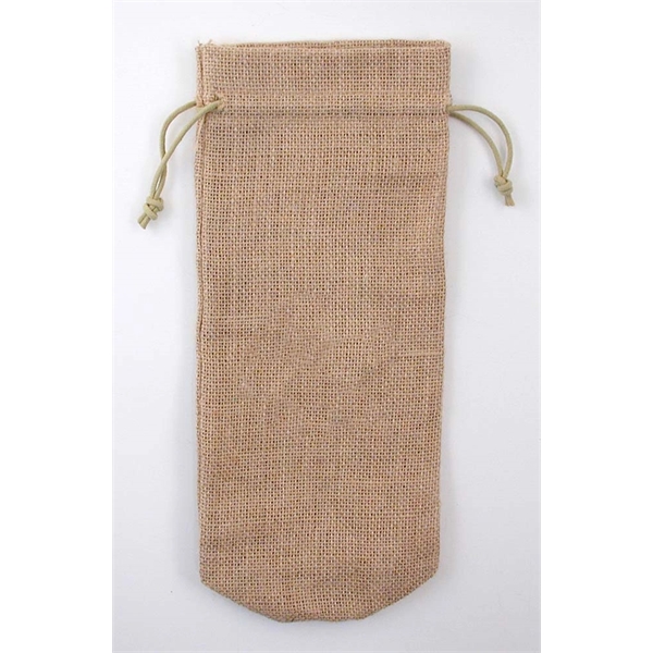 Jute/burlap wine tote with soft natural poly drawcord closure and flat... from ASI 41630 Brave USA / Brave USA