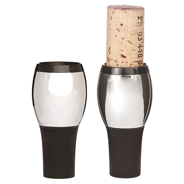 Bottle stopper, chrome plated and ABS with food grade silicone base.... from ASI 55450 Franmara Inc