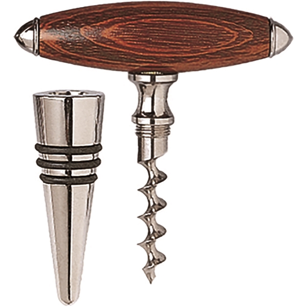 4" x 3 1/4"  Rosewood handled combination corkscrew and bottle... from ASI 55450 Franmara Inc