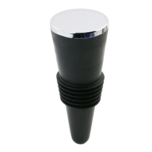Premium bottle stopper with plated plastic top and black base.... from ASI 55450 Franmara Inc