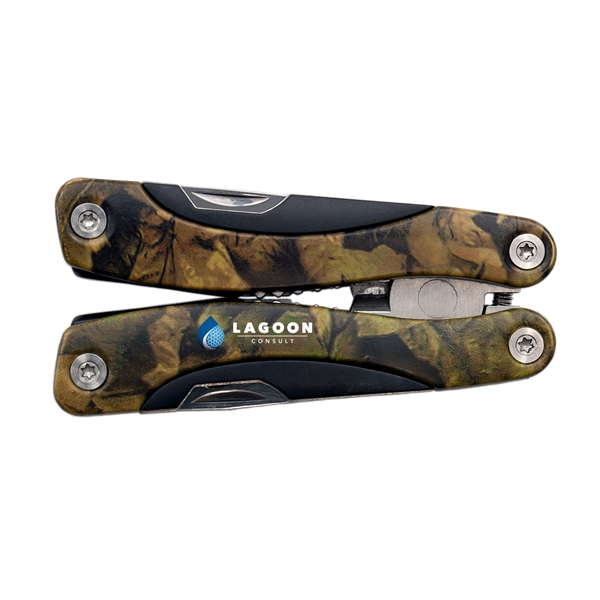 Multi-tool with camo pattern aluminum handle and stainless steel tools.... from ASI 99030 Zipline / Zipline®