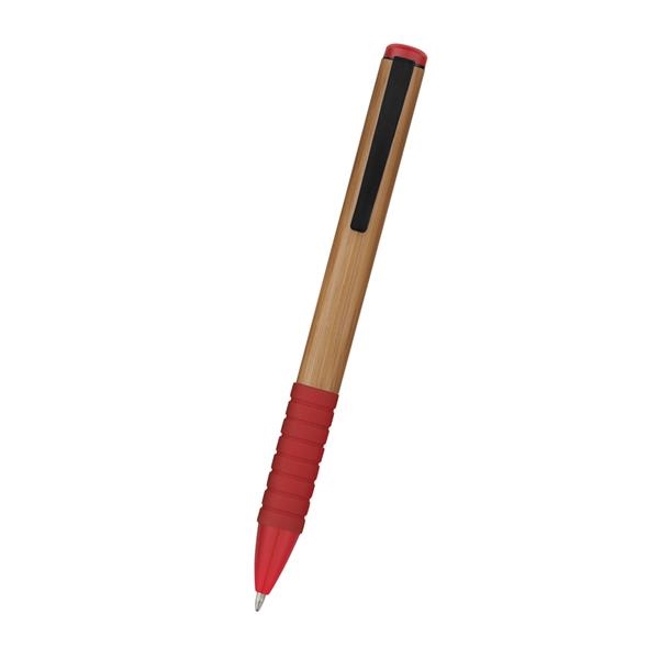 Bamboo design twist action pen with rubber grip for writing comfort... from ASI 61125 Hit Promotional Products / Hit®