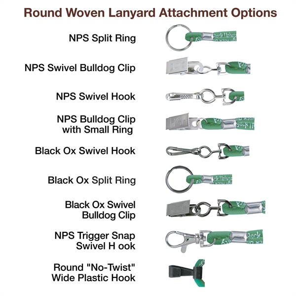 Round custom lanyards with a classic, professional look. Design is woven... from ASI 79898 Promovision / PROMOVISION