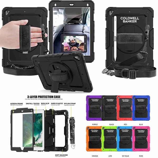 2020/2019 iPad 10.2" Protective Rugged Case with Kickstand & Shoulder Strap.... from ASI 79909 Promotek / Promotek™