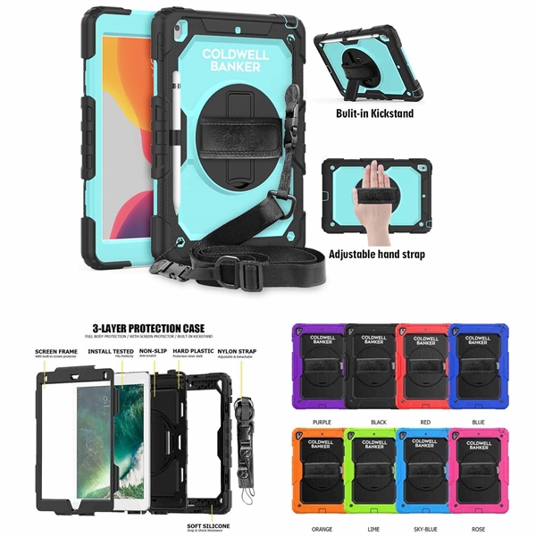 2020/2019 iPad 10.2" Protective Rugged Case with Kickstand & Shoulder Strap.... from ASI 79909 Promotek / Promotek™