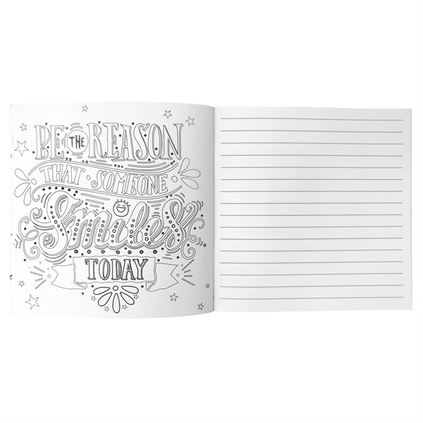 24-page 7" x 7" inspirational adult coloring book with box of... from ASI 63549 Jornik Manufacturing Corp / Jornik
