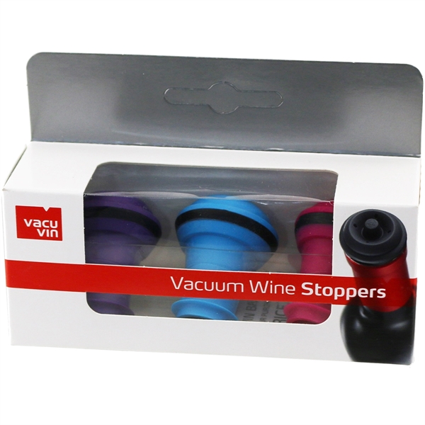 Vacuum wine stoppers packed in a box of 3 with assorted... from ASI 55450 Franmara Inc