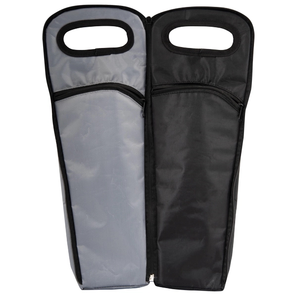 Wine bottle cooler bag with zipper pocket, 2 bottles.... from ASI 42920 Busrel Inc