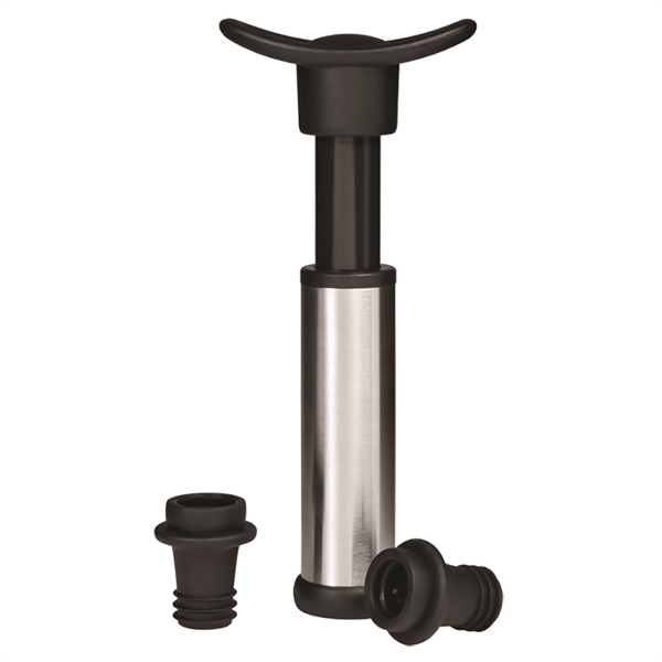 Stainless steel pump with two bottle stoppers, boxed.... from ASI 55450 Franmara Inc