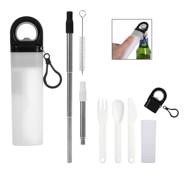 Sip and Snack reusable kit with straw, wire cleaning brush, utensils,... from ASI 61125 Hit Promotional Products / Hit®