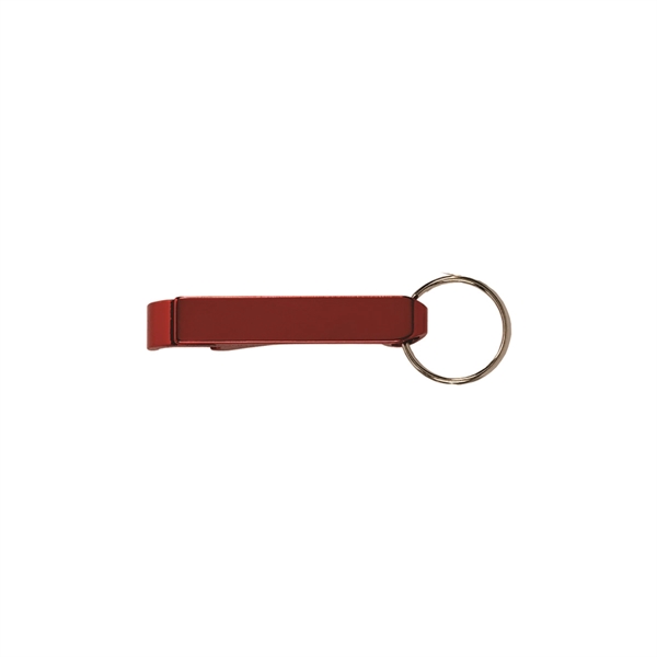 Anodized aluminum 2 1/2" x 3/8" bottle opener with keyring attachment.... from ASI 55450 Franmara Inc