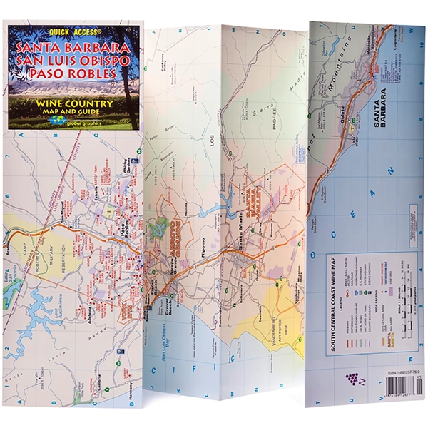 Santa Barbara, San Luis Obispo, Paso Robles Wine Country Map and... from ASI 55450 Franmara Inc