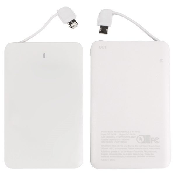 2,500mAh; UL Listed; 3-in-1 Universal built-in Lightning, Micro USB, USB-C adapter... from ASI 62124 iClick, Inc. / iClick®