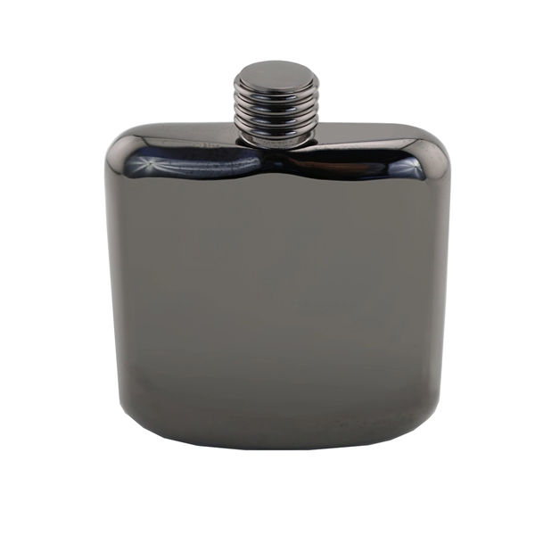 Black chrome plated pocket flask with unique ridged screw top cap.... from ASI 55450 Franmara Inc