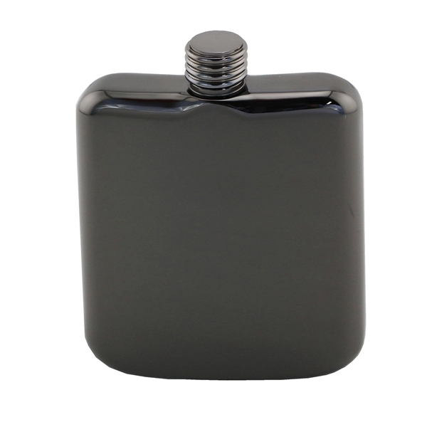 Black chrome plated pocket flask with unique ridged screw top cap.... from ASI 55450 Franmara Inc