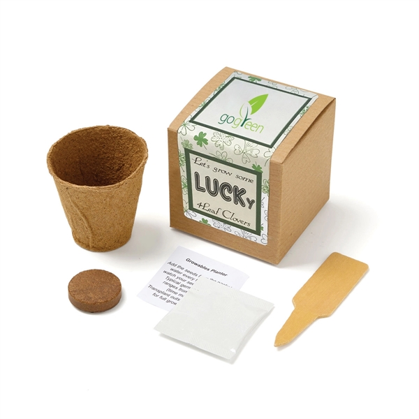 4-Leaf Clover Growable kit includes seeds, soil, and wooden stake packaged... from ASI 63549 Jornik Manufacturing Corp / Jornik