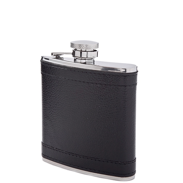 4 1/2" x 3 1/4" stainless steel and black leather flask... from ASI 55450 Franmara Inc