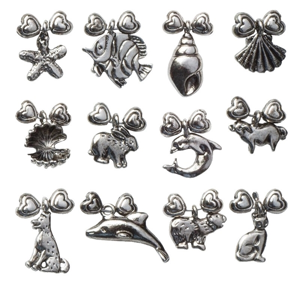 Pewter wine glass charms, Land and Sea collection, set of 12... from ASI 55450 Franmara Inc