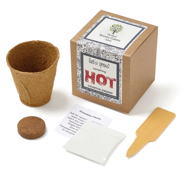 Cayenne Pepper Grow kit includes seeds, soil, and wooden stake packaged... from ASI 63549 Jornik Manufacturing Corp / Jornik