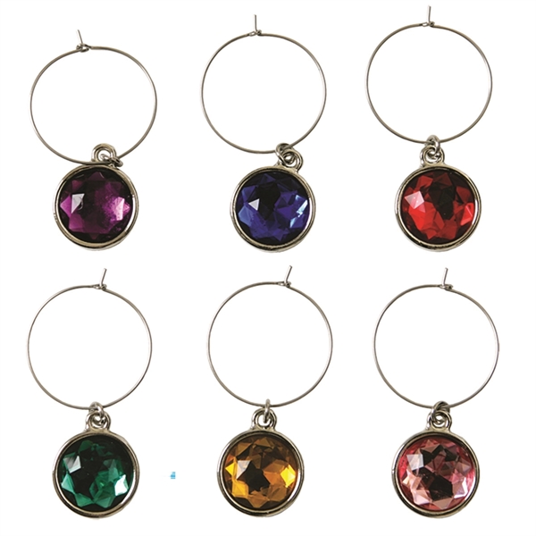 Wine glass gem charms. 6 piece set. Blank.... from ASI 55450 Franmara Inc