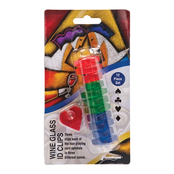 Wine glass ID clips in shape of four playing card symbols,... from ASI 55450 Franmara Inc