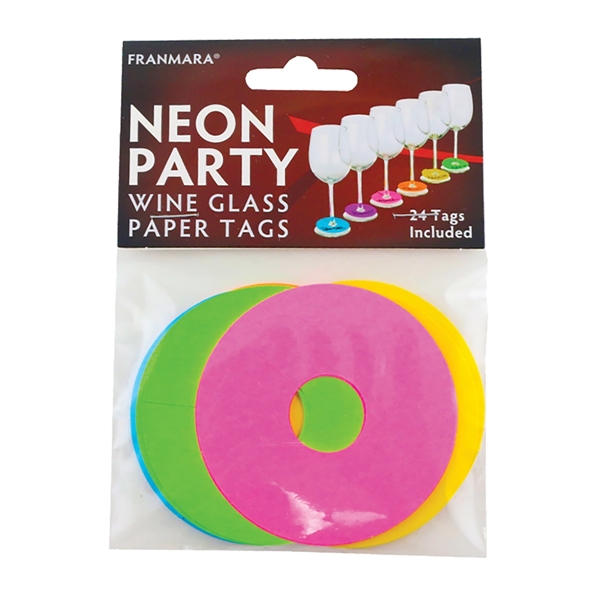 Neon Party Wine Glass Paper Tags (24 each) in assorted colors.... from ASI 55450 Franmara Inc