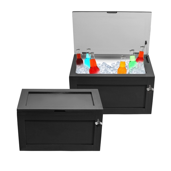 25.5" x 15.5" x 15.5" wooden 60 liter cooler with food... from ASI 76730 Peerless Umbrella Co Inc