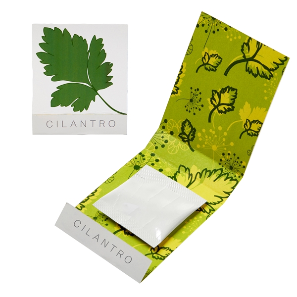 Matchbook with one cilantro seed packet and instructions.... from ASI 63549 Jornik Manufacturing Corp / Jornik