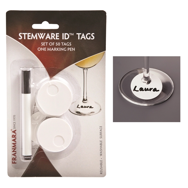 Set of 50 plastic tags for stemware or wine glasses with... from ASI 55450 Franmara Inc