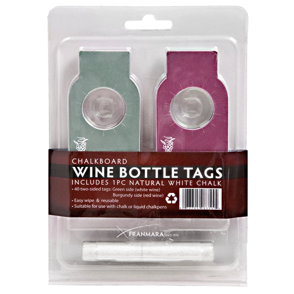 Chalkboard wine bottle tags, 40 pack. Includes chalk. Blank.... from ASI 55450 Franmara Inc