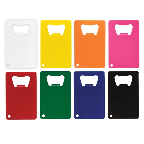 Credit card bottle opener made of stainless steel with a powder-coated... from ASI 57655 STOPNGO Line