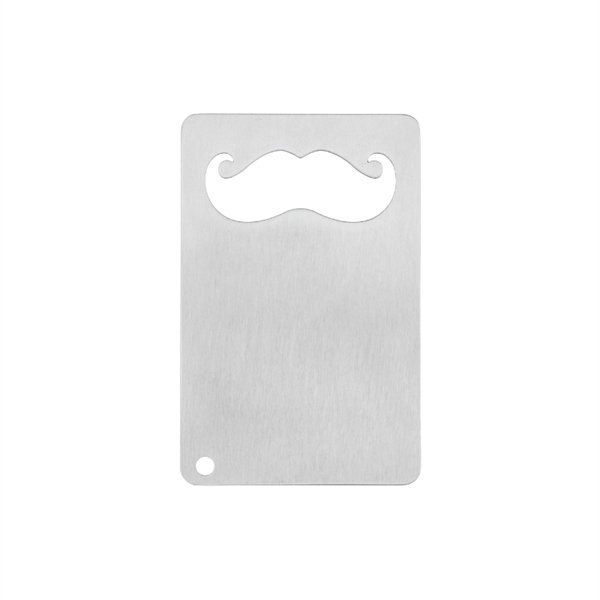 Mustache-shaped cutout credit card bottle opener made of stainless steel with... from ASI 57655 STOPNGO Line