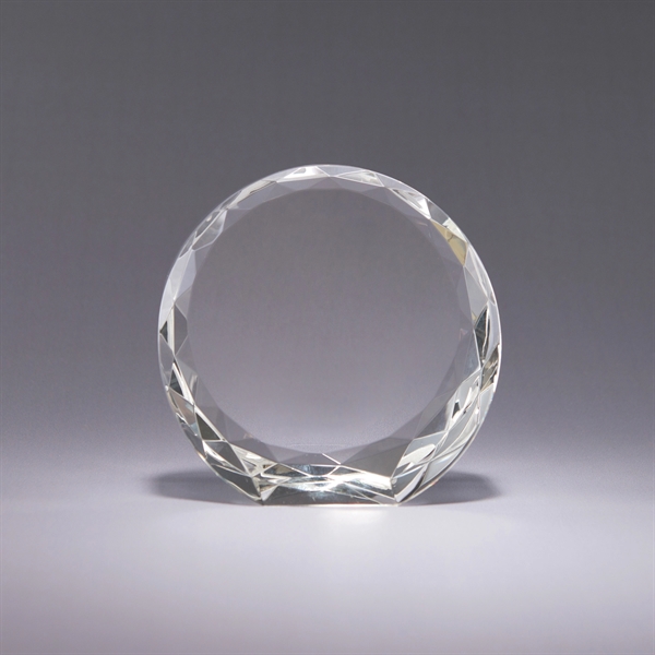 3.75" x 4" optic crystal paperweight with prism cuts encircling the... from ASI 62985 J. Charles