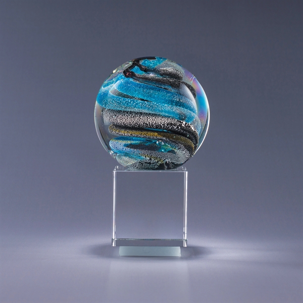 Art glass award with optic crystal base, two size options, gift... from ASI 62985 J. Charles