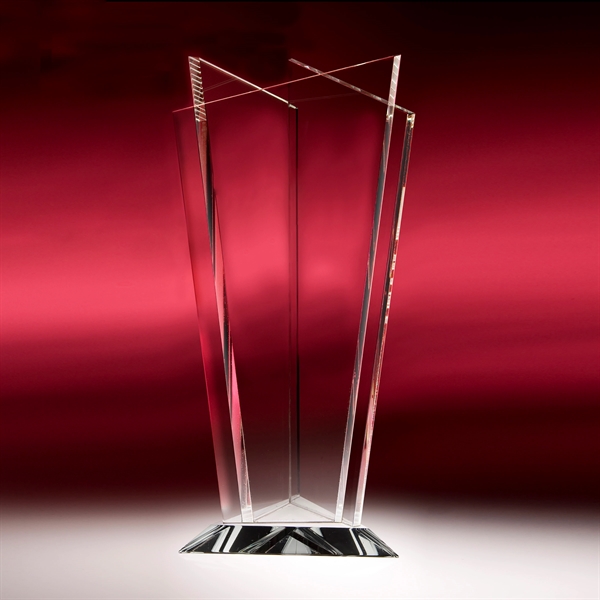 Trio vase award made of starphire crystal with three alternating shapes... from ASI 62985 J. Charles