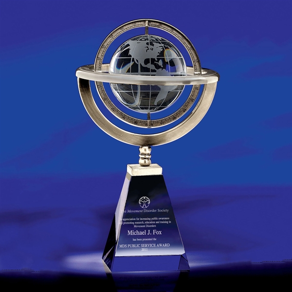 Heavy Omni Globe award with an etched globe that rotates freely... from ASI 62985 J. Charles