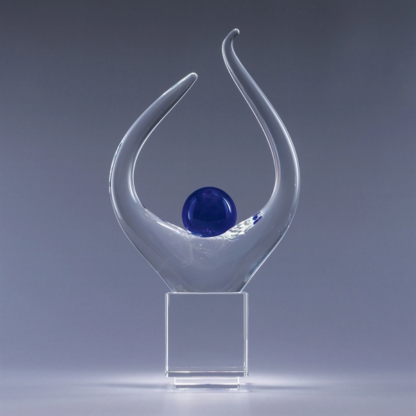Art glass award with optic crystal base, two size options, gift... from ASI 62985 J. Charles