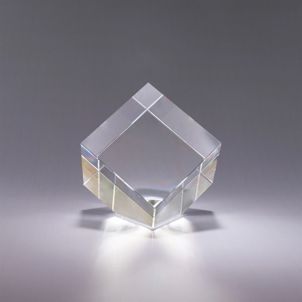 3" x 3" optic crystal paperweight that's balanced on one corner;... from ASI 62985 J. Charles