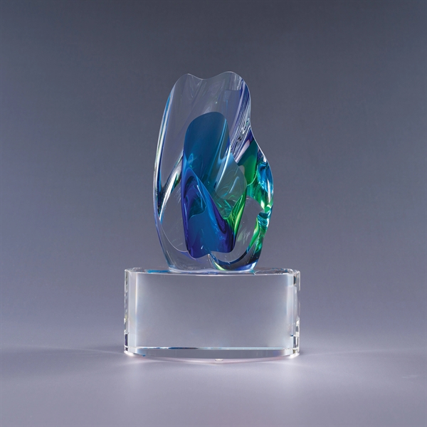 9" x 5.5" art glass award, elevated by a flawless optic... from ASI 62985 J. Charles