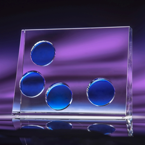 6.5" x 8.5" x 2.25" optic crystal award with circular plaque... from ASI 62985 J. Charles