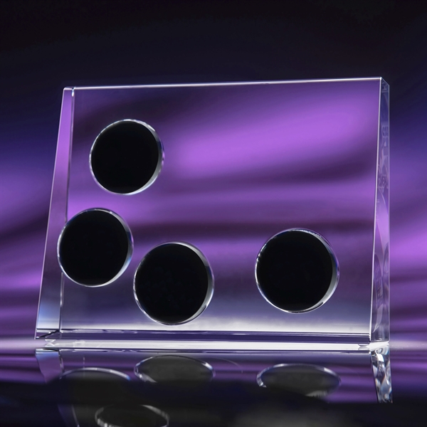 6.5" x 8.5" x 2.25" optic crystal award with circular plaque... from ASI 62985 J. Charles