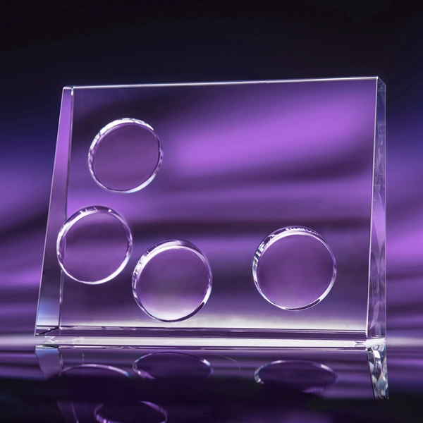 6.5" x 8.5" x 2.25" optic crystal award with circular plaque... from ASI 62985 J. Charles