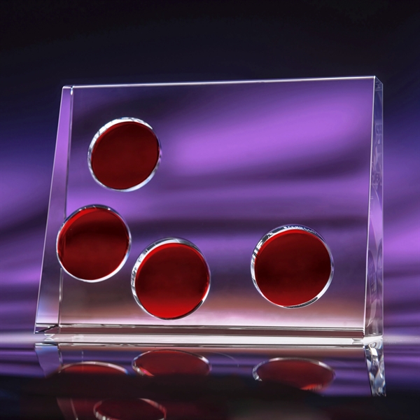 6.5" x 8.5" x 2.25" optic crystal award with circular plaque... from ASI 62985 J. Charles