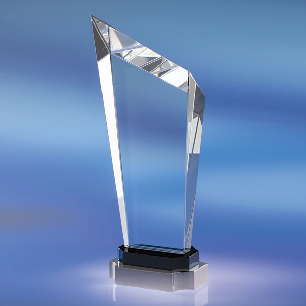 Steadfast award made of heavy optic crystal with a polished chrome... from ASI 62985 J. Charles