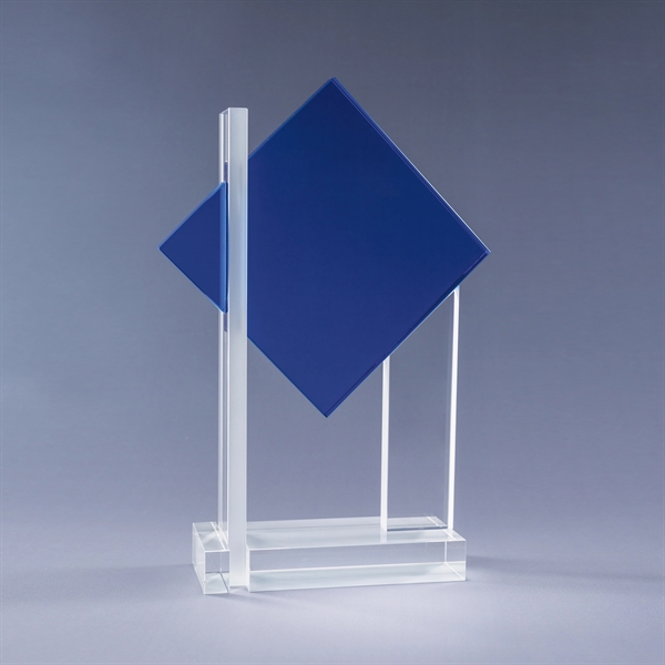 Clear and frosted optic crystal award with cobalt crystal diamond; includes... from ASI 62985 J. Charles