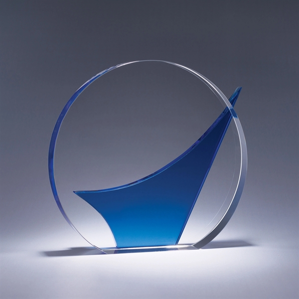 Circular Metaphor award made of a combination of clear and blue... from ASI 62985 J. Charles