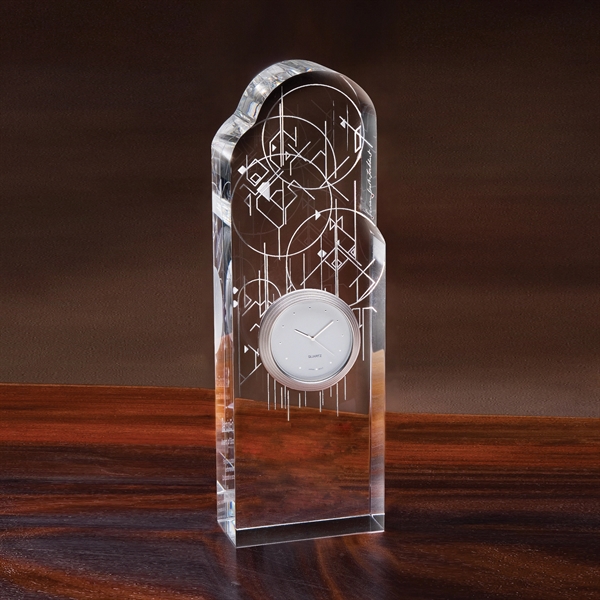 Time Warp clock award made of optic crystal with precision quartz... from ASI 62985 J. Charles