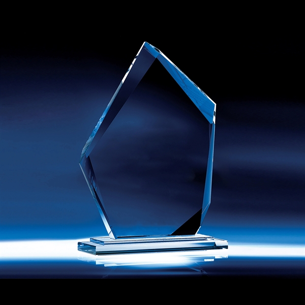 Optic crystal award with solid cherry wood base and clean geometric... from ASI 62985 J. Charles